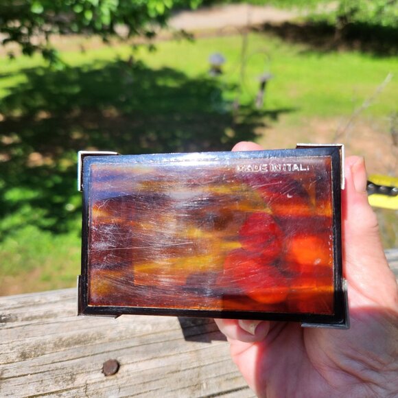 Vintage MCM Italian Faux Tortious Shell Acrilic, Lucite and Metal Box MCM, Glam - Picture 7 of 15